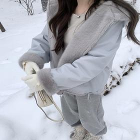 仿貂绒连帽一体保暖外套，外层三防面料，内里水貂绒暖糯亲肤（3-5内天发货）