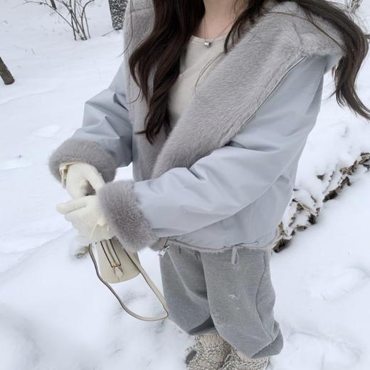 仿貂绒连帽一体保暖外套，外层三防面料，内里水貂绒暖糯亲肤（3-5内天发货） 商品图0