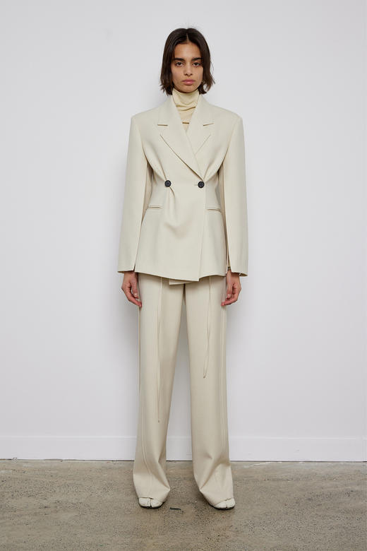 拼接条斜门襟阔腿长裤 商品图0