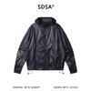 25208SDSA秋冬新款痞帅男装褶皱下摆松紧设计拉链立领连帽夹克外套百搭 商品缩略图1
