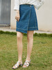 极简通勤高腰不规则牛仔短裙 复古浅蓝围裹设计 夏季显瘦 A 字防走光半身裙 商品缩略图0