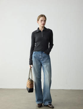 水洗阔腿牛仔裤（马吉拉同款）