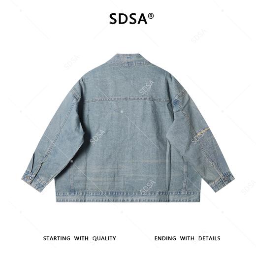 SDSA男士秋冬新款痞帅男装韩版简约裁布拼接系带牛仔夹克外套百搭 商品图5
