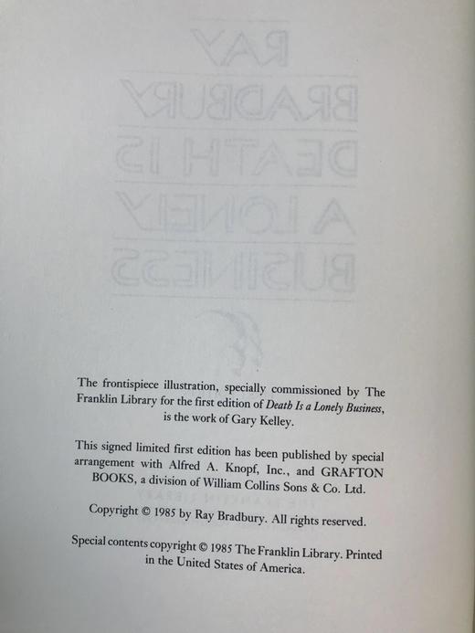 签名首版！雷・布拉德伯里《死亡是孤独的行当》 富兰克林图书馆豪华皮装本 商品图4