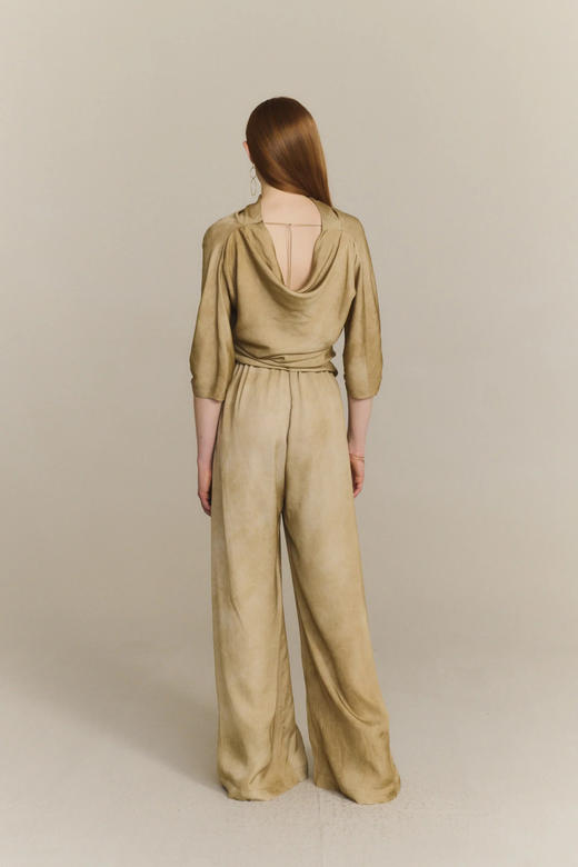 Cortana 26PS 茶金晕染opale缎光阔腿裤 商品图4