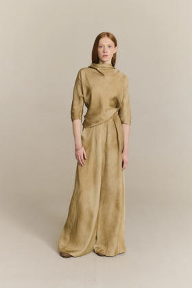 Cortana 26PS 茶金晕染opale缎光阔腿裤