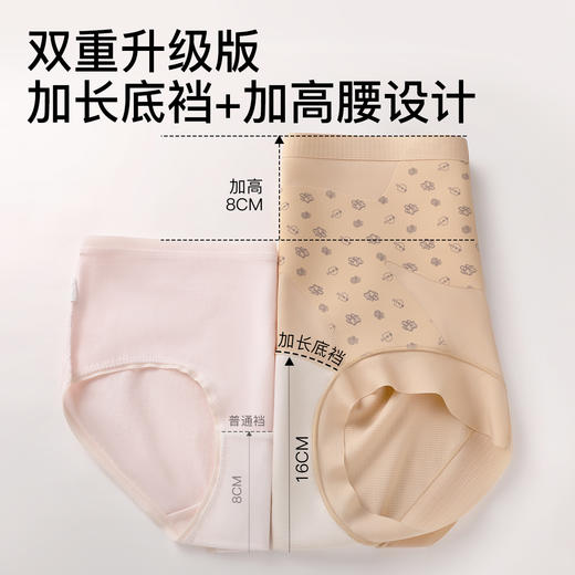 N2-【高腰塑身裤】【16CM加长抵挡】【10A抑菌】【含聚乳酸+蚕丝裆】润微2条装 X型收腹收小肚子含蚕丝裆高腰产后塑身裤内裤女    纤纤蛮腰 商品图7