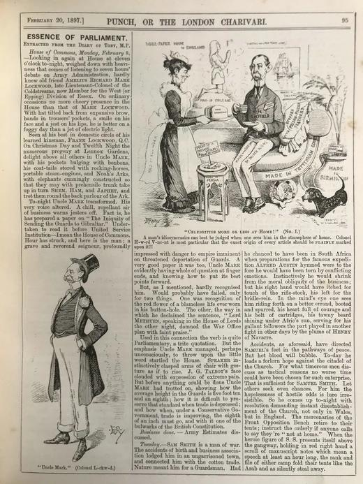 1897年1~6月 英国讽刺漫画杂志《笨拙》 数百幅插图 漆布精装16开 商品图9