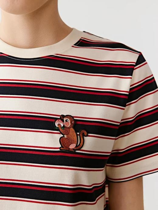 【新年马上蜂猴系列】小禾同款100%棉条纹短袖T恤 商品图3