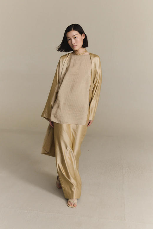 Cortana 26PS 浅金色丝麻inga波光茧型长外套 商品图5
