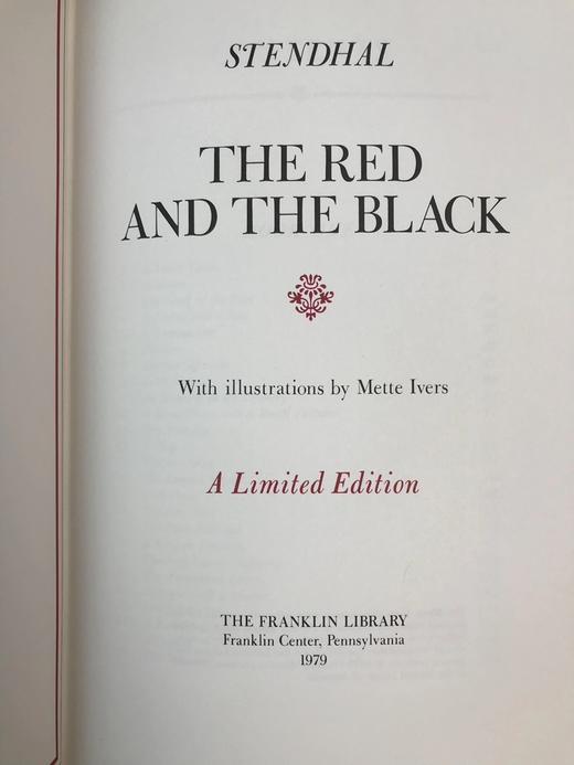 限量版！含藏书票 司汤达《红与黑》 配插图 富兰克林图书馆豪华皮装本 商品图3