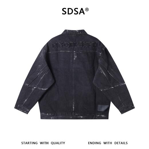 KY004SDSA男士秋冬新款痞帅男装潮牌撞色印花褶皱翻领牛仔夹克外套百搭 商品图5