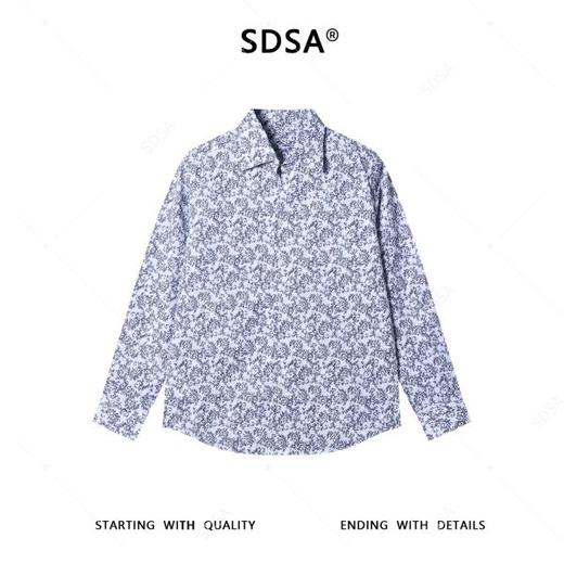 1556SDSA男士秋冬新款痞帅男装潮牌时尚撞色碎花设计长袖衬衫百搭简约 商品图1