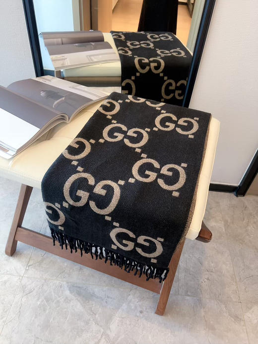 秋冬特惠💰150 古奇经典羊绒围巾 双面提花 商品图0