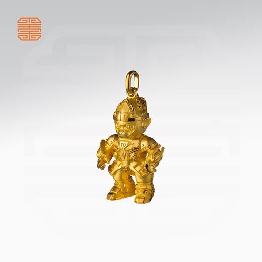 玺匠金铺《足金生肖机甲之猴》足金9999 吊坠项链生日礼物 商品图2