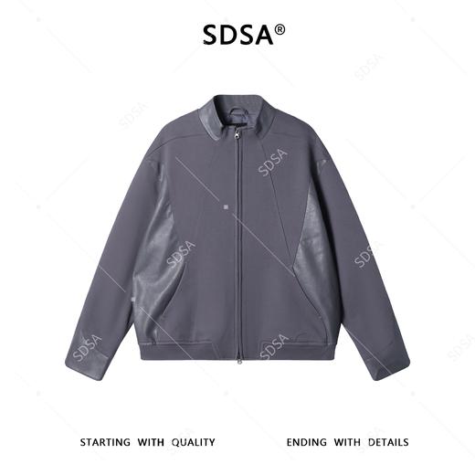 24618SDSA男士秋冬新款痞帅男装韩版时尚针织拼皮拉链立领夹克外套百搭 商品图1