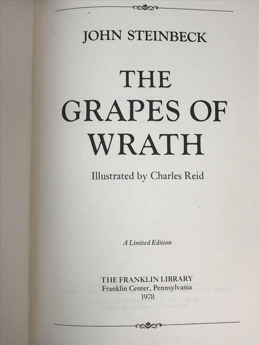 限量版！约翰・斯坦贝克《愤怒的葡萄》 配插图 富兰克林图书馆豪华皮装本 商品图2