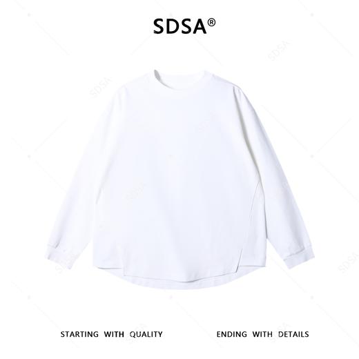 33790SDSA男士秋冬新款痞帅男装潮牌纯色下摆弧形设计圆领长袖T恤百搭 商品图0