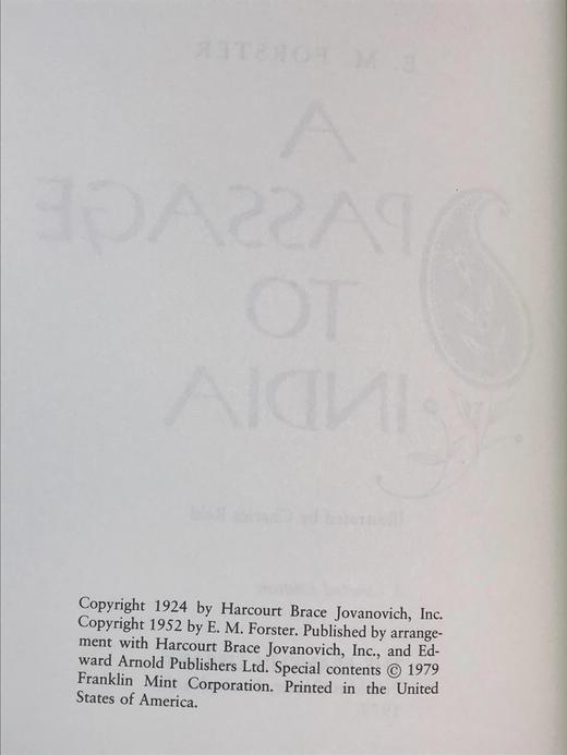 限量版！E.M. 福斯特《印度之行》 配插图 富兰克林图书馆豪华皮装本 商品图3