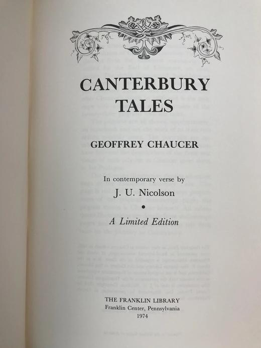 限量版！含藏书票 杰弗里・乔叟《坎特伯雷故事集》 配插图 富兰克林图书馆豪华皮装本 商品图3