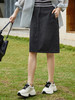 黑灰做旧牛仔半身裙女 高腰直筒中裙 复古显瘦遮胯 A 字裙 商品缩略图0