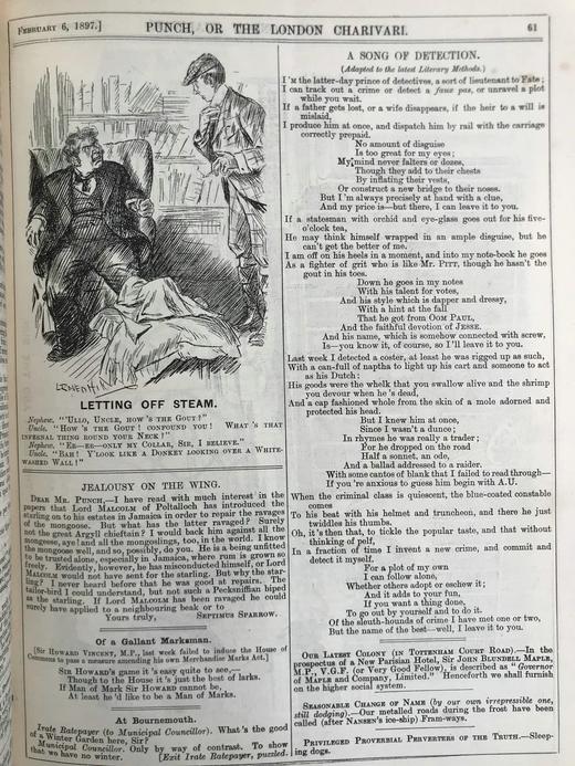1897年1~6月 英国讽刺漫画杂志《笨拙》 数百幅插图 漆布精装16开 商品图13