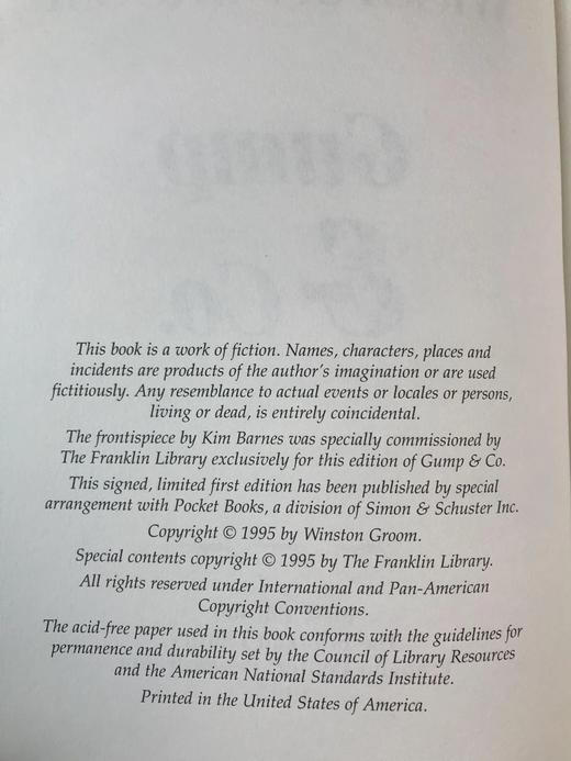 签名首版！温斯顿・格鲁姆《阿甘与伙伴们》富兰克林图书馆豪华皮装本 商品图4