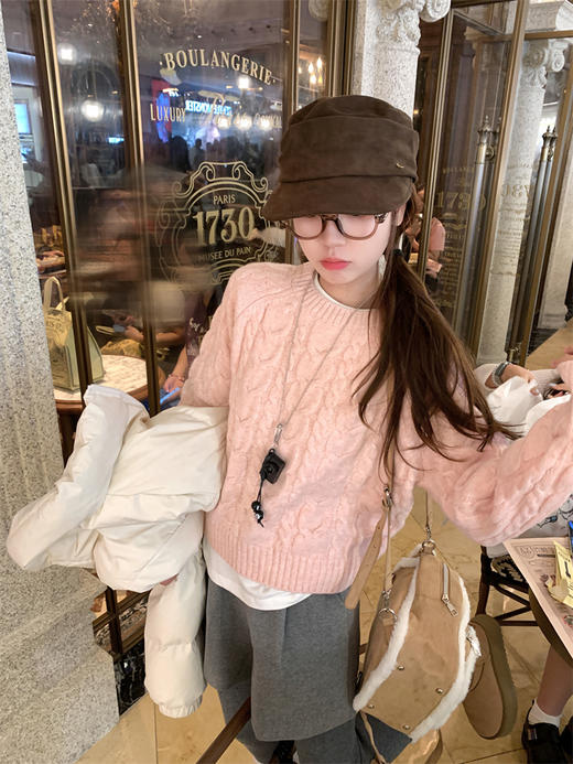 <曾小咸推荐>现货秒杀 ！微信超特价！韩系粉麻花毛衣 日常169.99 立减80 秒杀89.99！！ 商品图7