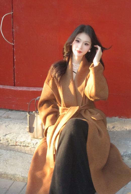 顶奢富婆战袍LP全手工制作进口绵羊毛山羊绒双面大衣 商品图8