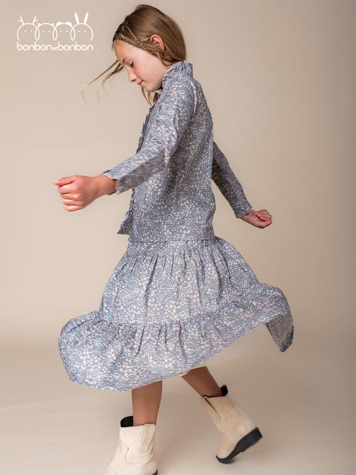 睫毛眼花卉印花上衣/半身裙 商品图2