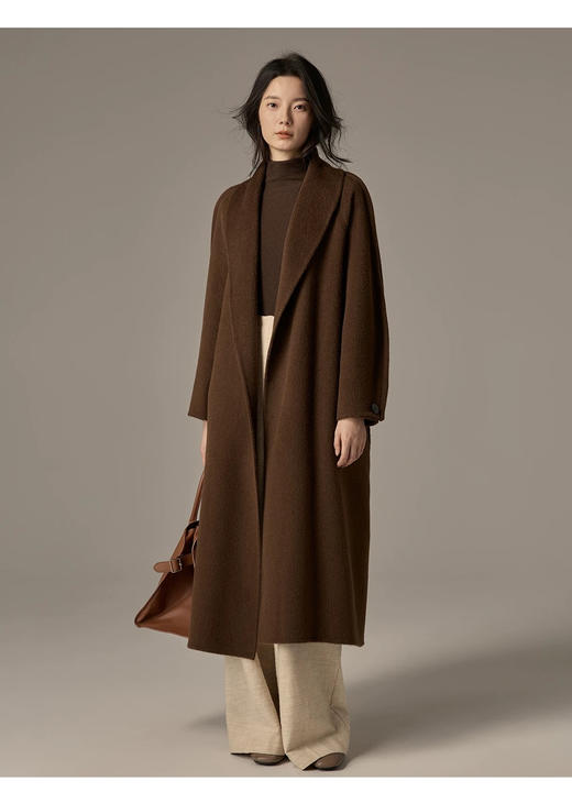 顶奢富婆战袍LP全手工制作进口绵羊毛山羊绒双面大衣 商品图3