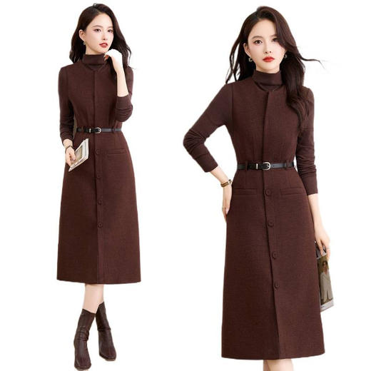 高级感气质羊毛呢加厚背带马甲连衣裙两件套女秋冬新款套装裙MEIQIN1835 商品图4