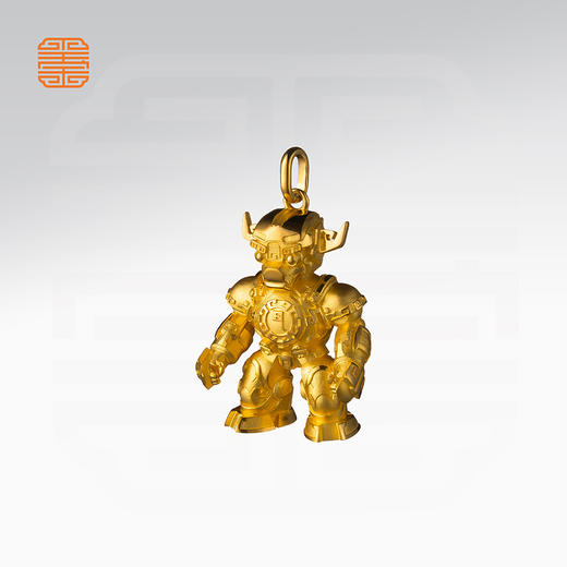 玺匠金铺《足金生肖机甲之牛》足金9999 吊坠项链生日礼物 商品图2