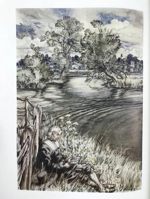 鬼才拉克姆12幅彩色手工贴图！1931年 沃尔顿《钓客清话》 漆布精装16开 商品图2