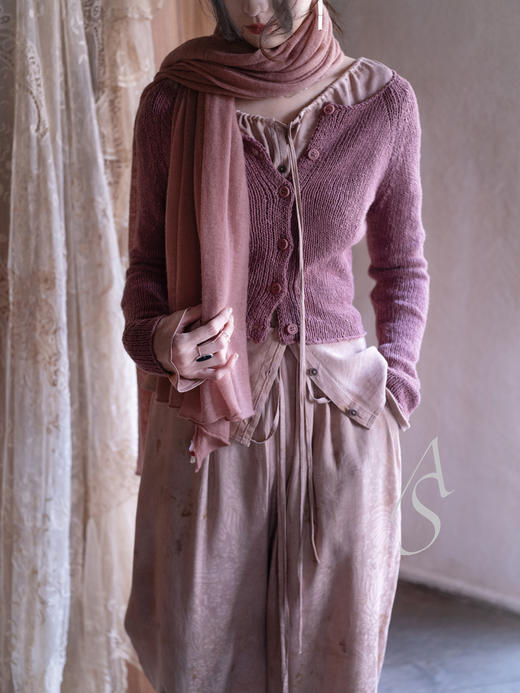 Cortana 26PS 烟熏玫瑰sylva丝棉麻针织开衫 商品图4