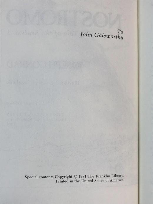 限量版！约瑟夫・康拉德《诺斯特罗莫》 配插图 富兰克林图书馆豪华皮装本 商品图3