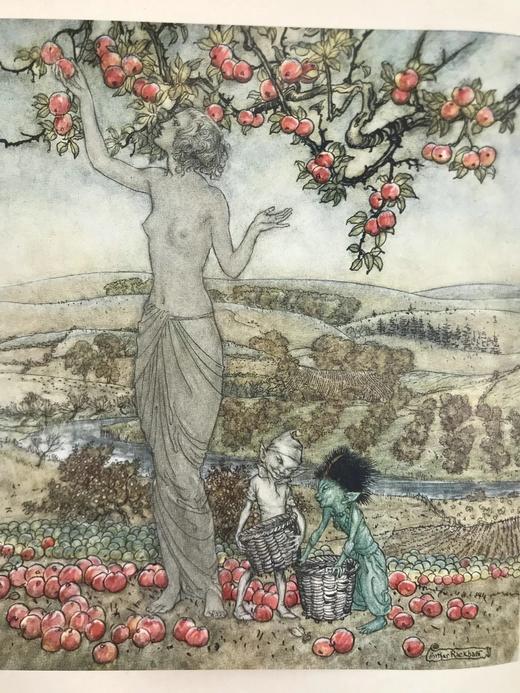 约20世纪早期 菲尔波茨《一碟苹果》 鬼才拉克姆3幅彩色7幅黑白插图 漆布精装32开 商品图2