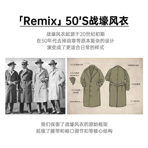 马登工装美式复古战壕风衣军绿色中长款翻领纯棉大衣外套男款春 商品图2