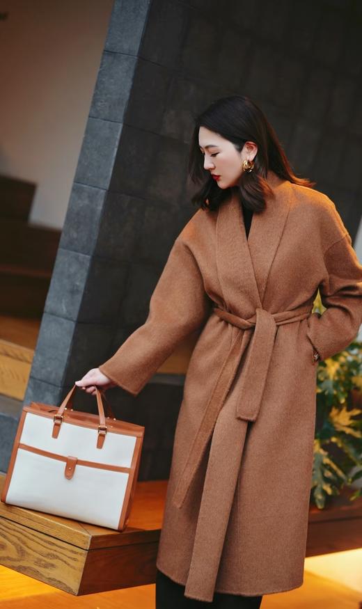 顶奢富婆战袍LP全手工制作进口绵羊毛山羊绒双面大衣 商品图12