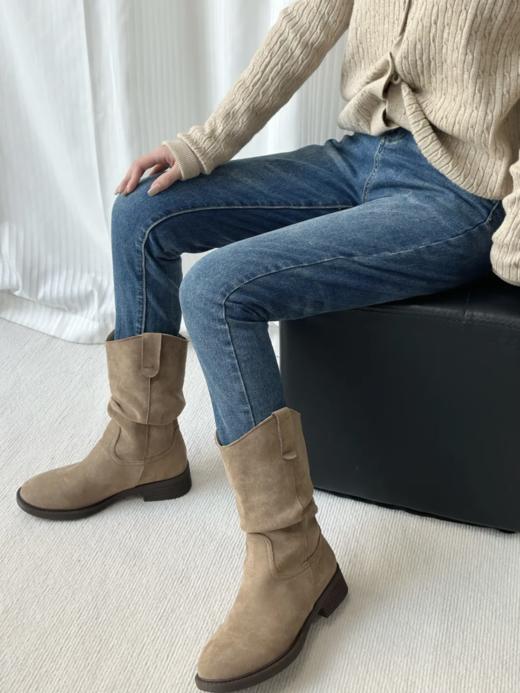 【4cm跟高！美拉德中筒堆堆靴】秋冬气质中筒 4cm跟高修饰腿型 显腿直显腿细  经典复古潮流百搭#Z 商品图0