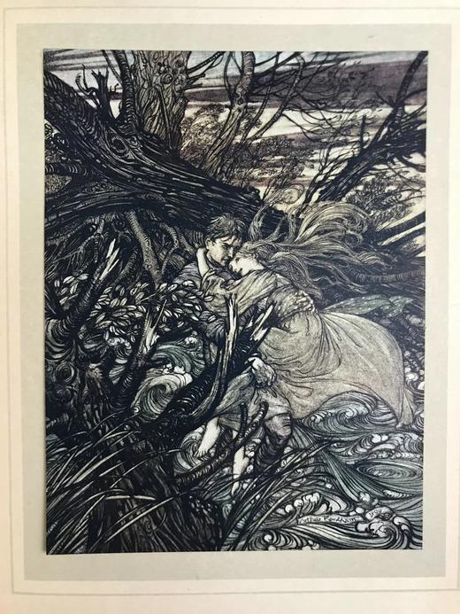 鬼才拉克姆15幅彩色手工贴图！1909年 莫特·富克《水妖记》 漆布精装16开 商品图8