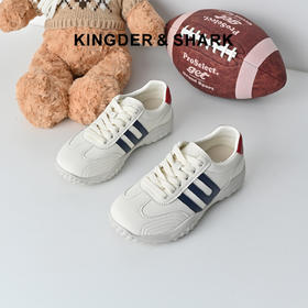 经典鲨2026年春季专柜新品牛皮革潮流拼色跑步休闲德训鞋女KW313-617031