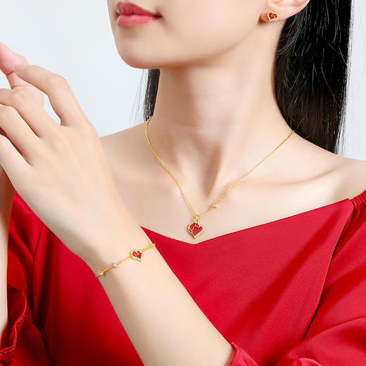 S925纯银新中式心愿马耳钉手链项链爱心马年首饰DQ2208N 商品图2