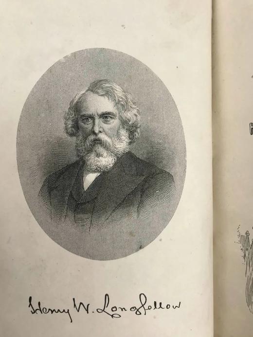 含纹章式藏书票，1880年 朗费罗诗集 配多幅插图 全真皮精装32开 商品图3