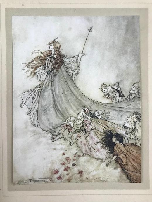 鬼才拉克姆40幅彩色手工贴图！1908年首版 莎士比亚《仲夏夜之梦》 漆布精装16开 商品图12