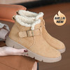 丁摩 磨砂皮雪地靴女防滑棉鞋冬季新款加绒靴一脚蹬套脚加厚棉鞋5ZF-956 商品缩略图0