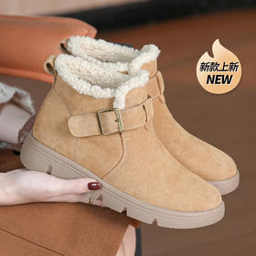 丁摩 磨砂皮雪地靴女防滑棉鞋冬季新款加绒靴一脚蹬套脚加厚棉鞋5ZF-956