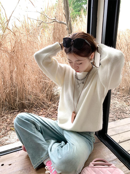 <曾小咸推荐>简约宽松10色圆领毛衣女 商品图5