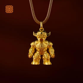 玺匠金铺《足金生肖机甲之牛》足金9999 吊坠项链生日礼物