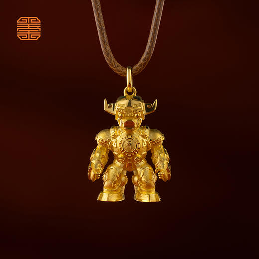 玺匠金铺《足金生肖机甲之牛》足金9999 吊坠项链生日礼物 商品图0